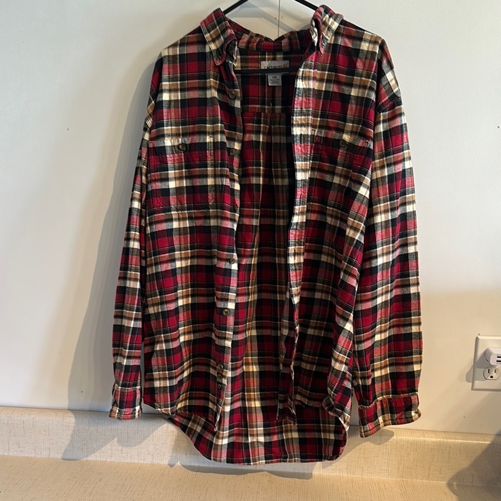 Carhartt Red and Black Casual Button Down Shirt
